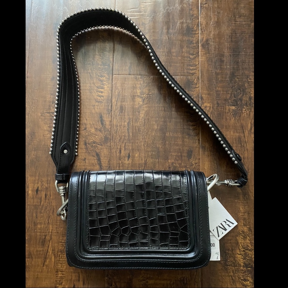 Zara Black Crocodile Bag/Clutch